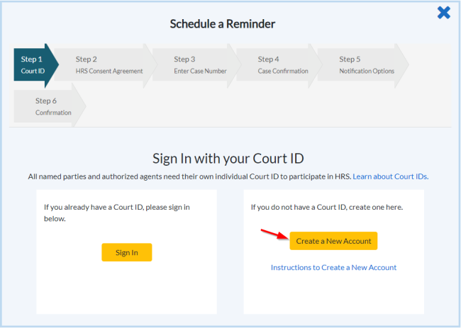 Step 2: Create a new Hearing Reminder Service account